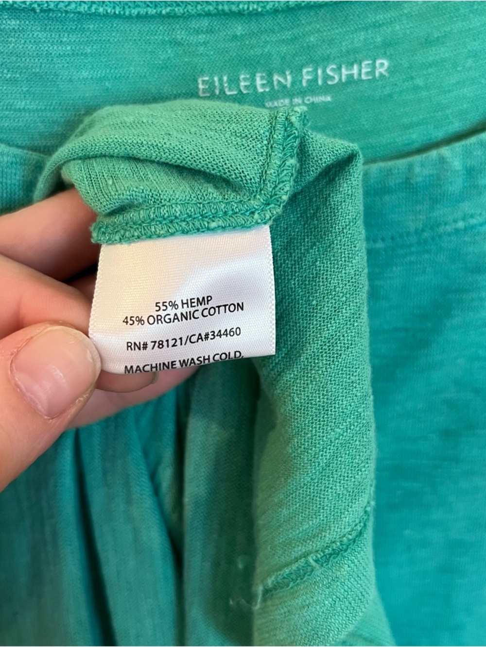 Eileen Fisher Hemp Organic Cotton Dress Women Small Green Shift Lightweight - Picture 5 of 6